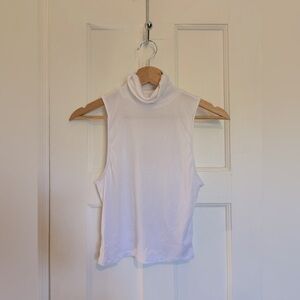 Sunday Best White Sleeveless Turtleneck Tank